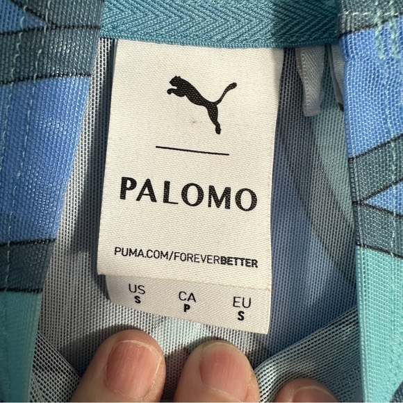 Puma x Palomo tight longsleeve mesh shirt, rubber label at hem, mock neck, sz. S - Picture 5 of 11